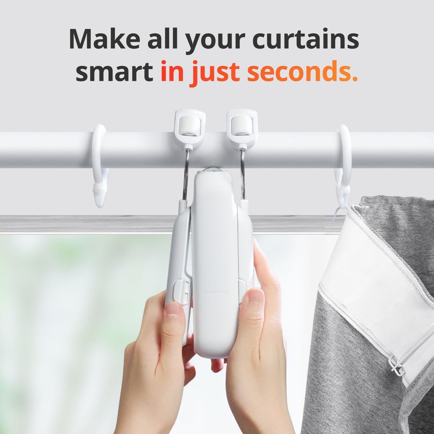 SwitchBot Automatic Curtain Opener - Bluetooth Remote Control Smart Curtain with App/Timer, Upgraded High-Performance Motor, Add SwitchBot Hub to Work with Alexa, Google Home, HomeKit (Curtain 3, Rod)