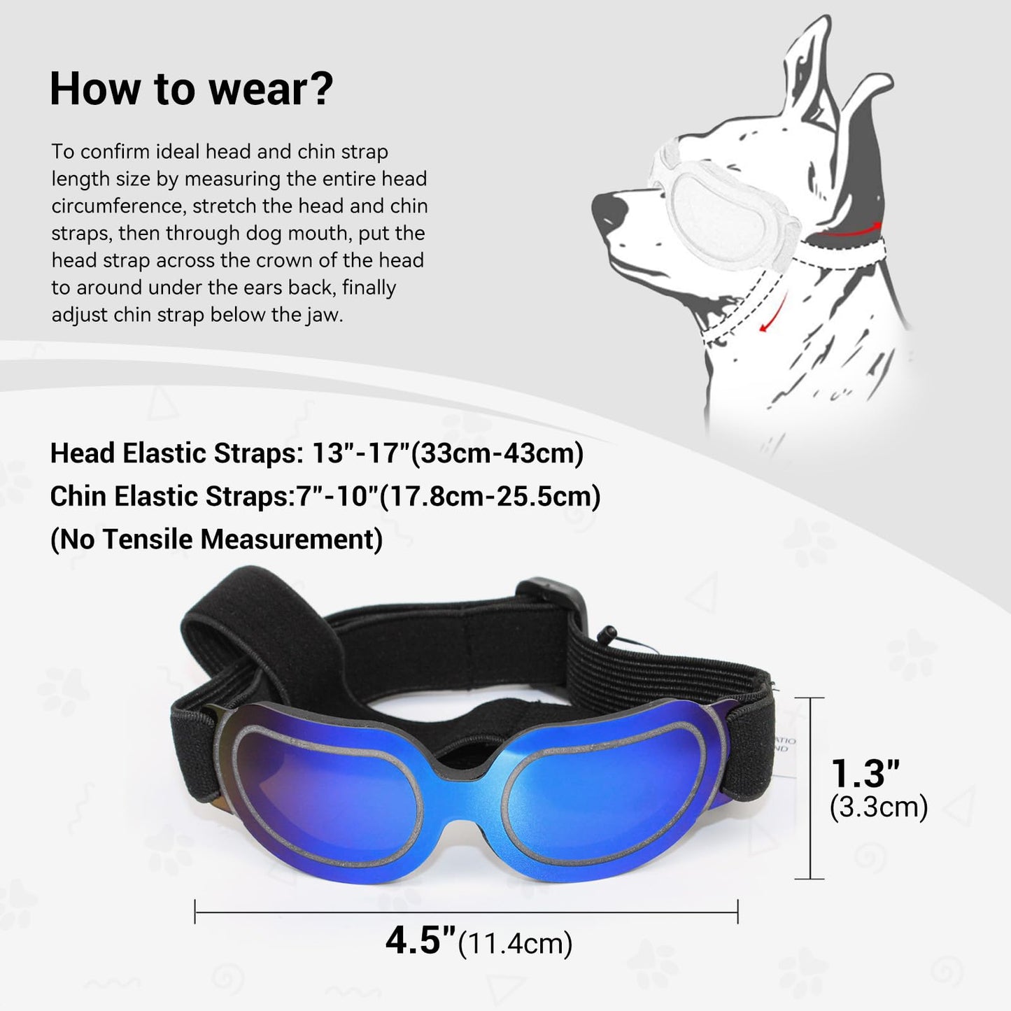 ENJOYING Dog Sunglasses Small Dog Goggles Anti-UV Doggy Glasses for Small Dogs Big Cats Impact/Wind/Dust/Fog Proof Puppy Eye Protection, Cool Blue