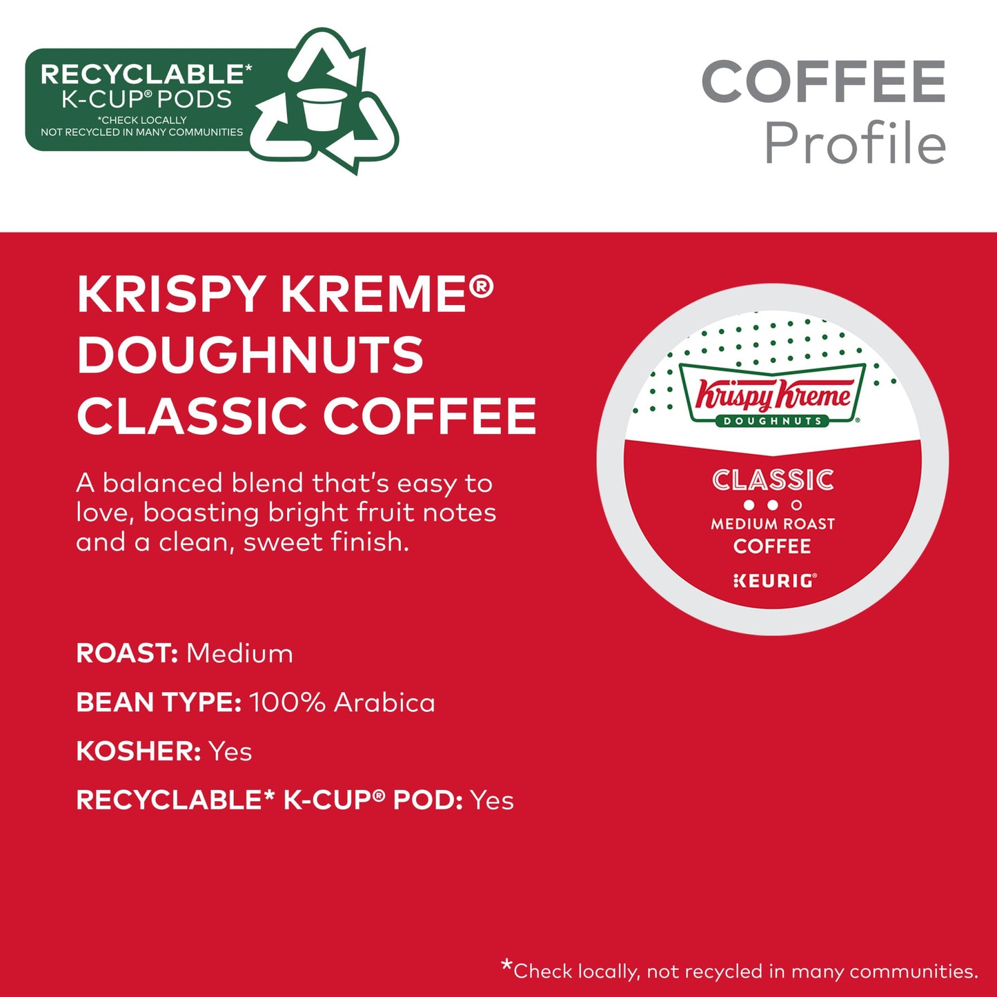 Krispy Kreme Classic, Single-Serve Keurig K-Cup Pods, Medium Roast Coffee Pods, 32 Count