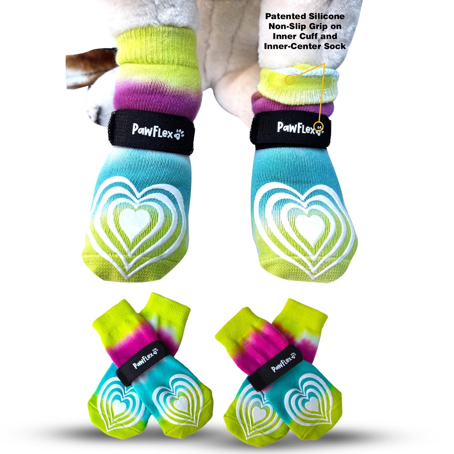 Medical First-Aid Double Sided Anti-Slip Cotton Dog Socks | PawFlex Comfy Pawz Silicone Nonslip at Inner Cuff for No Twisting or Sliding Off | Pet Paw Protection |Wound Care | Traction Control