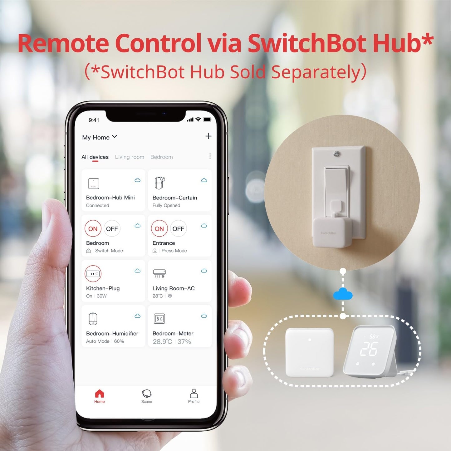 SwitchBot Smart Switch Button Pusher - Bluetooth Fingerbot for Rocker Switch/One-Way Button, Automatic Light Switch, Timer and APP Control, Works with Alexa When Paired with SwitchBot Hub (White)