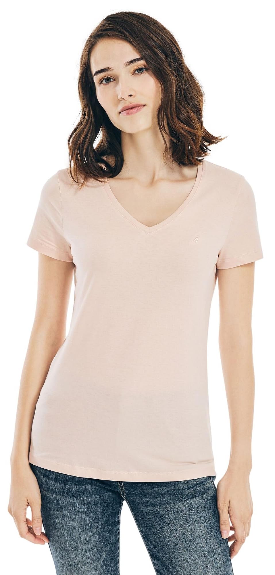 Nautica Women's Easy Comfort V-Neck Supersoft Stretch Cotton T-Shirt