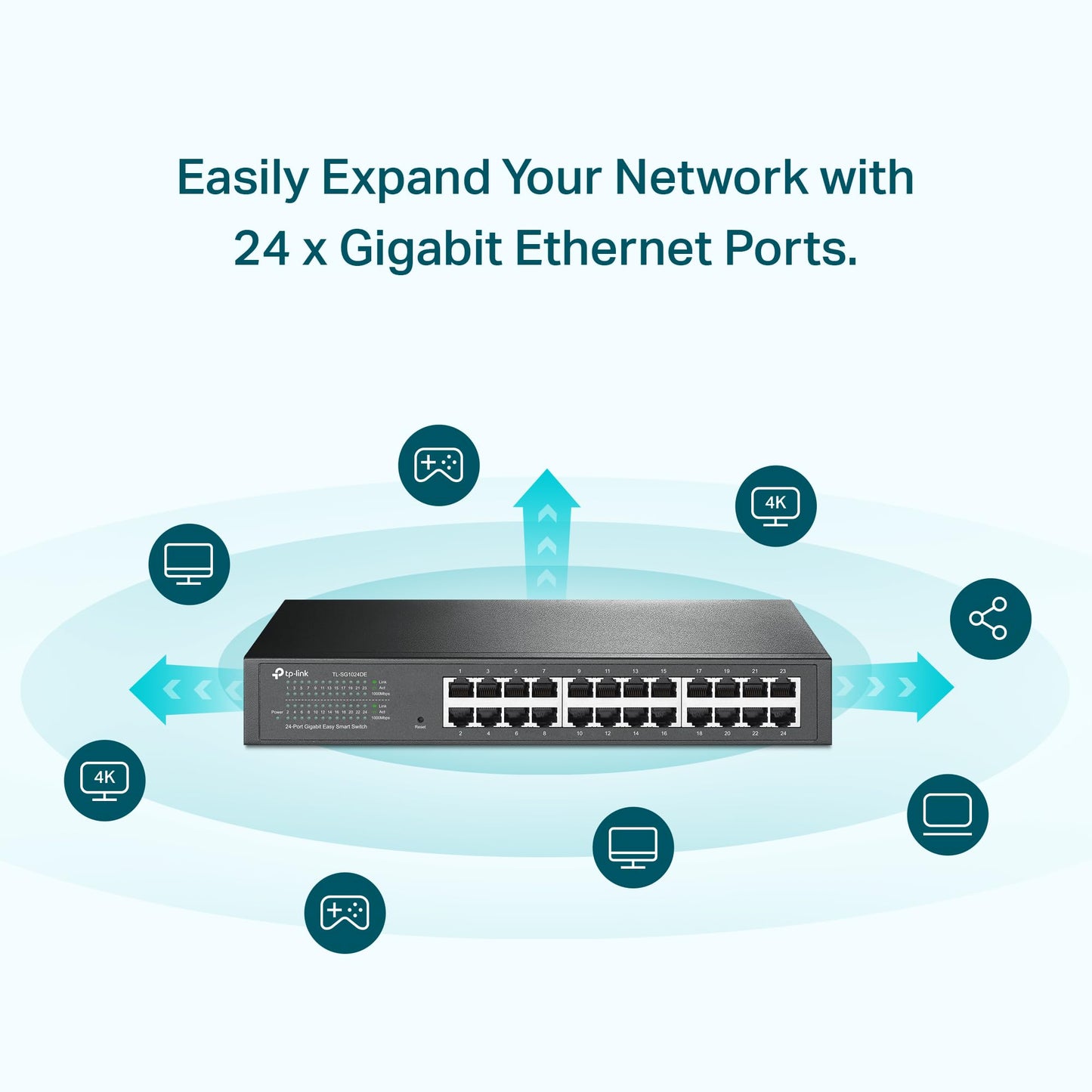 TP-Link TL-SG108 8 Port Gigabit Unmanaged Ethernet Network Switch, Ethernet Splitter Plug & Play Fanless Metal Design Shielded Ports Traffic Optimization