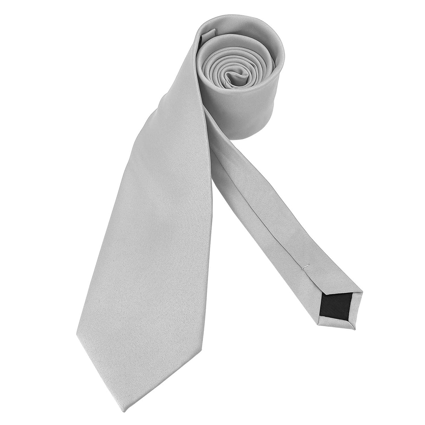 KOOELLE Men's Ties Solid Pure Color Plain Formal Black Ties For Men