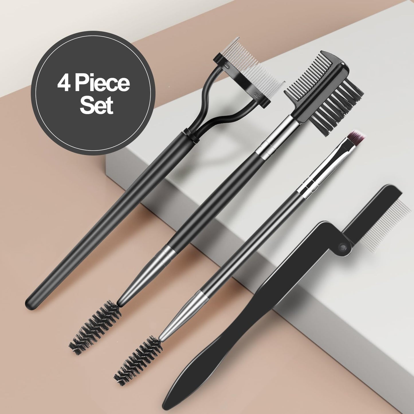 Eyebrow Brush Eyelash Separator Brow Comb & Lash Spoolie Professional Eye Makeup Tools (3 Pieces Set)