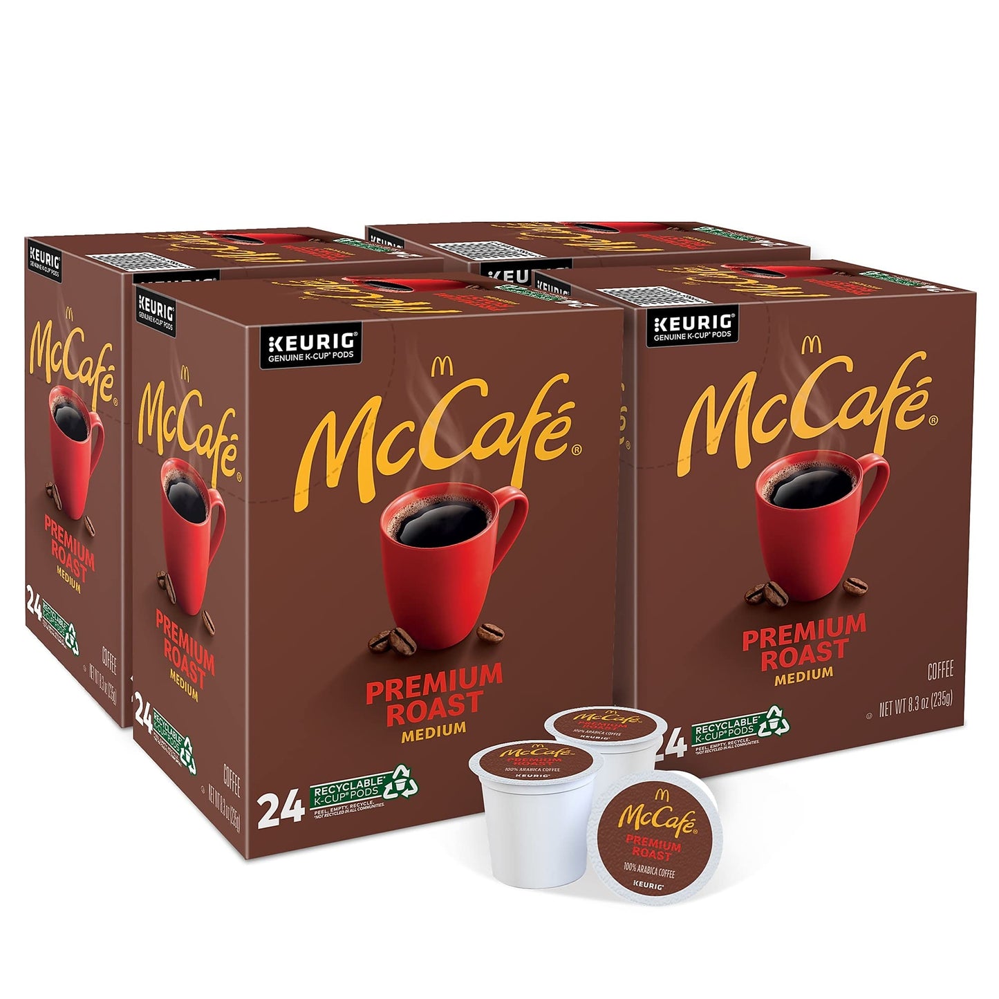 McCafe Premium Roast Coffee, Keurig Single Serve K-Cup Pods, Medium Roast, 24 Count (Pack of 4)