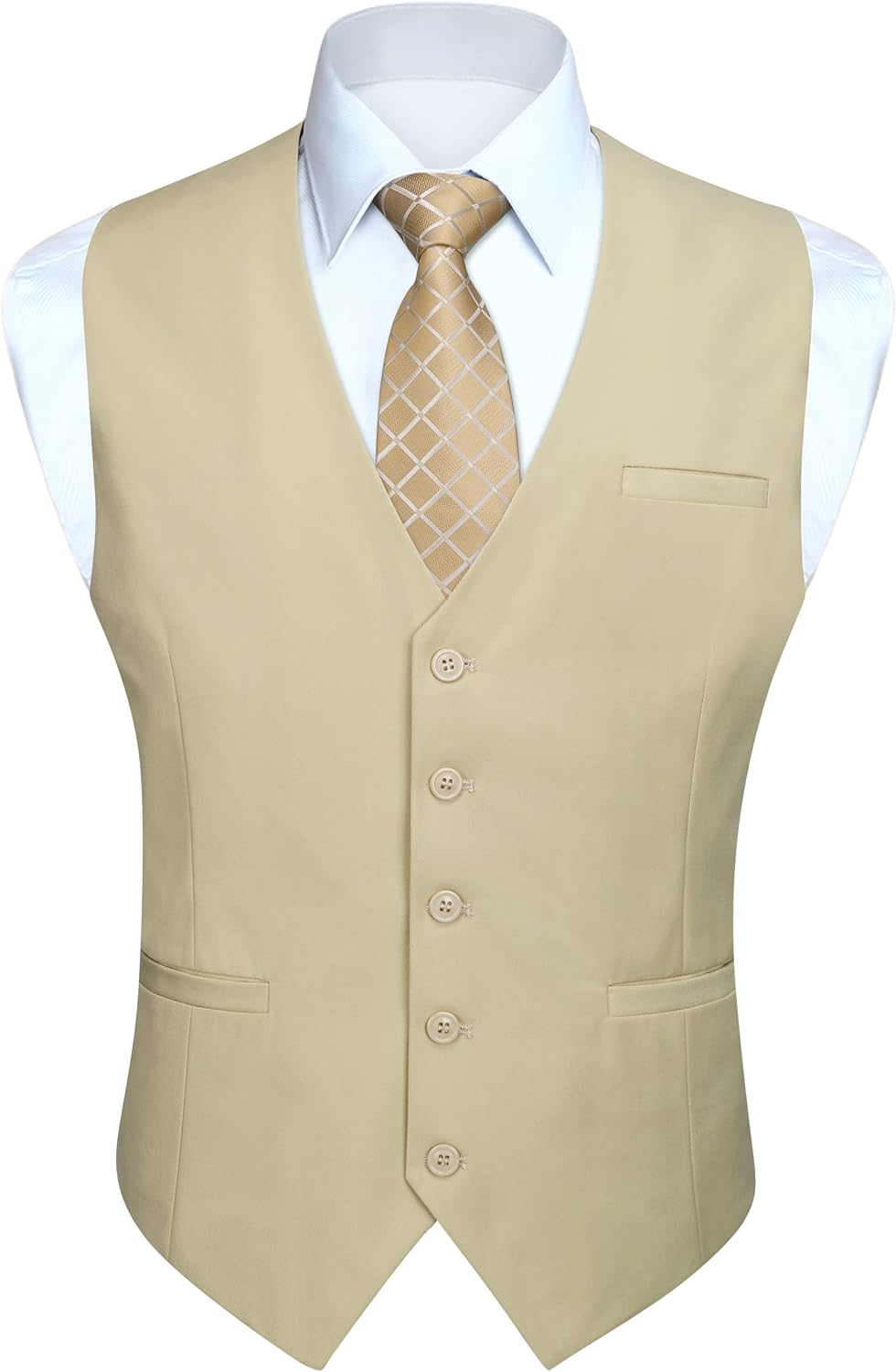 HISDERN Men's Suit Vest Business Formal Dress Waistcoat Vest with 3 Pockets for Suit or Tuxedo