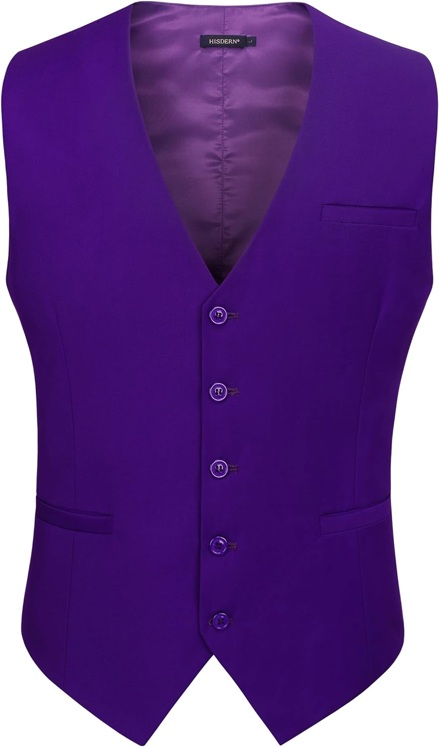 HISDERN Men's Suit Vest Business Formal Dress Waistcoat Vest with 3 Pockets for Suit or Tuxedo