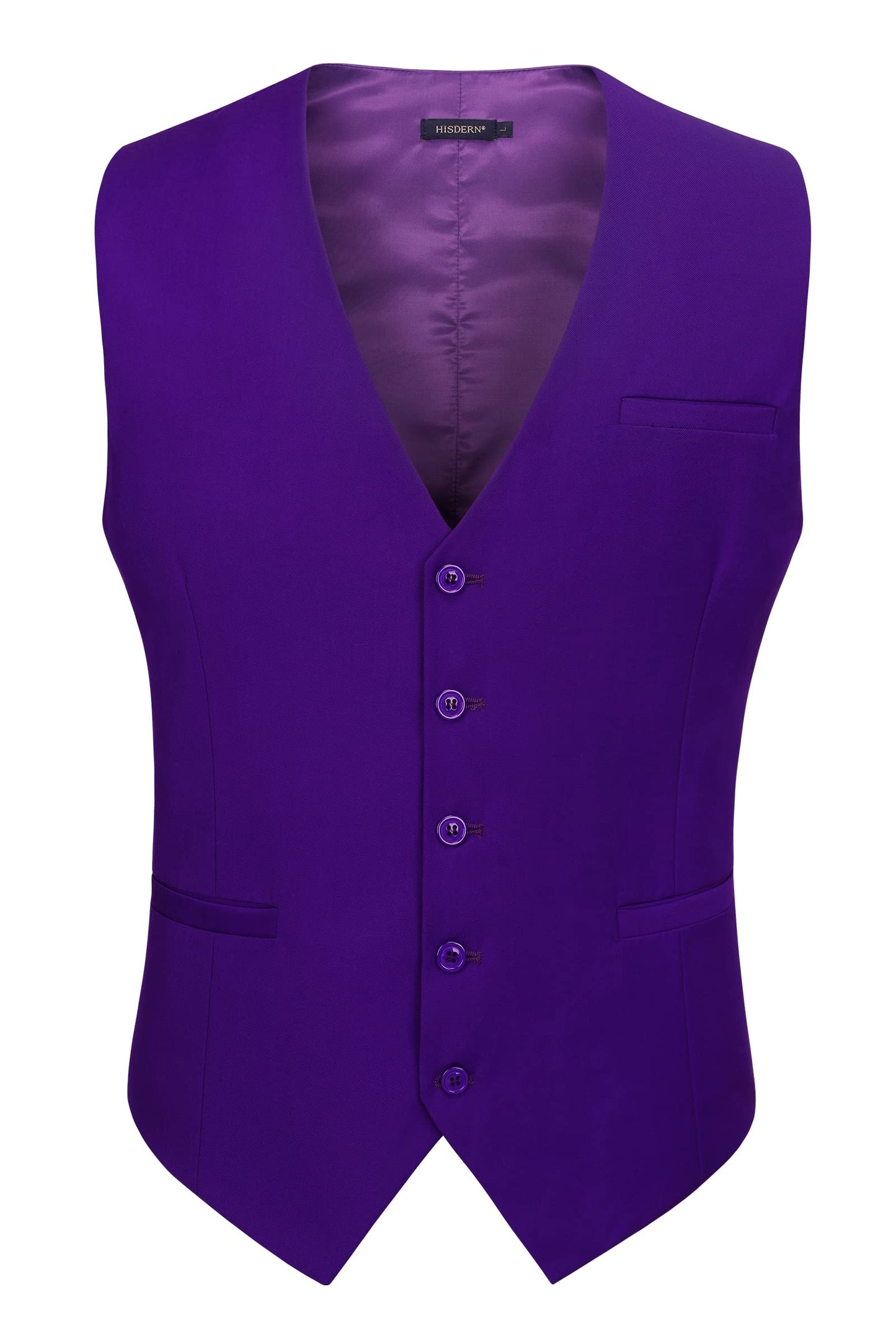 HISDERN Men's Suit Vest Business Formal Dress Waistcoat Vest with 3 Pockets for Suit or Tuxedo