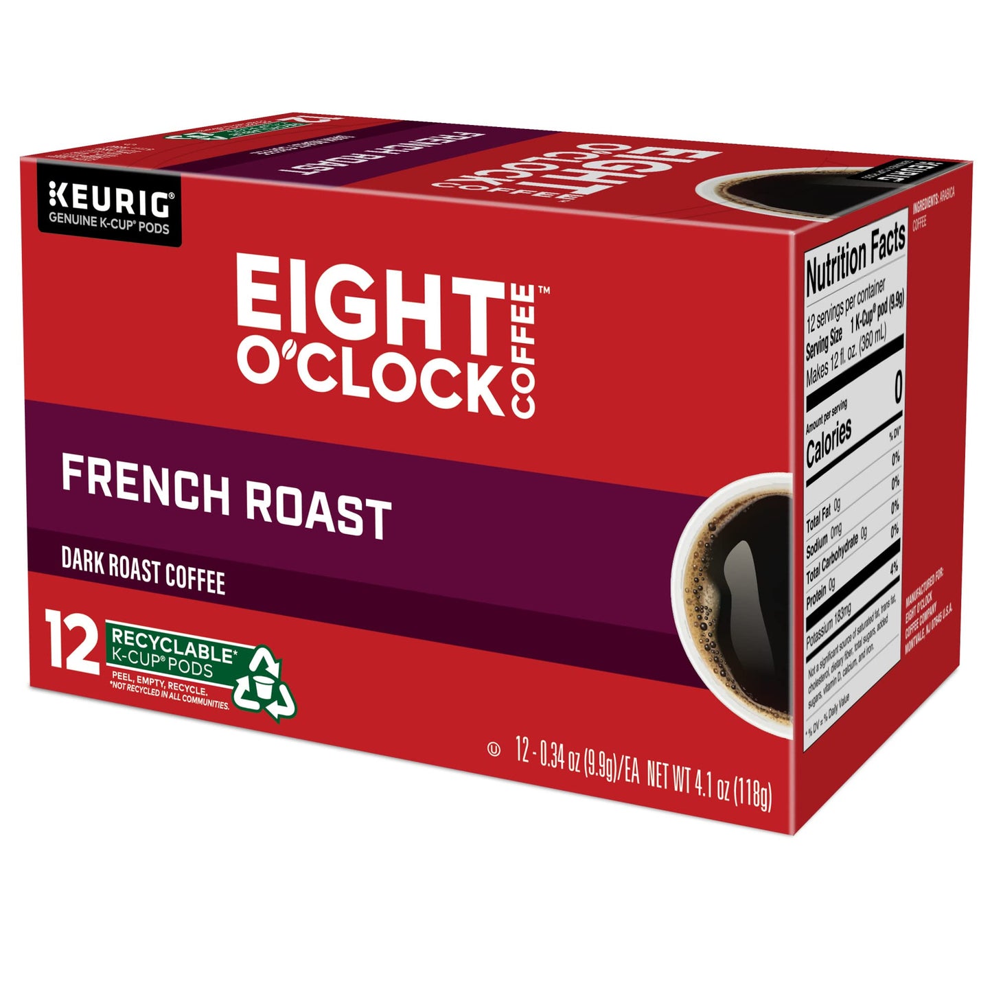 Eight O'Clock Coffee The Original Keurig Single-Serve K-Cup Pods, Medium Roast Coffee, 96 Count (4 Packs of 24)