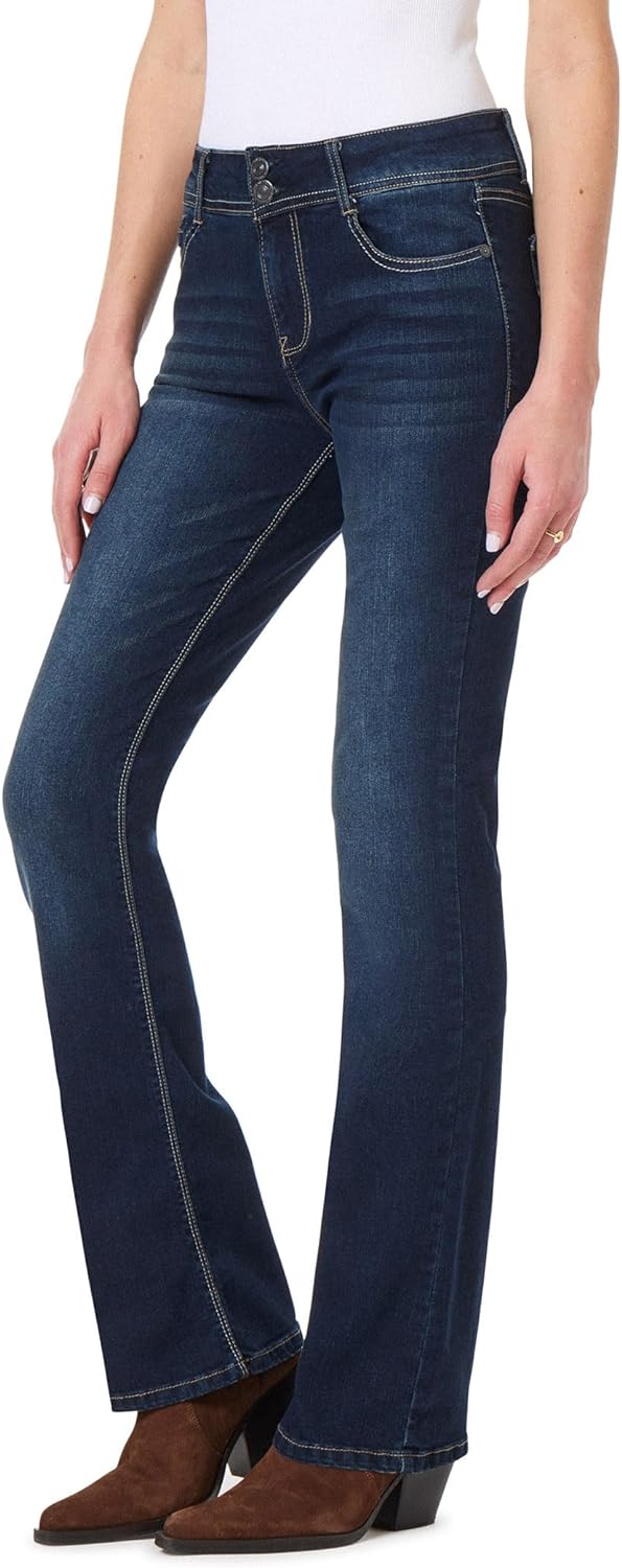 WallFlower Women's Luscious Curvy Bootcut Mid-Rise Insta Stretch Juniors Jeans (Standard and Plus)