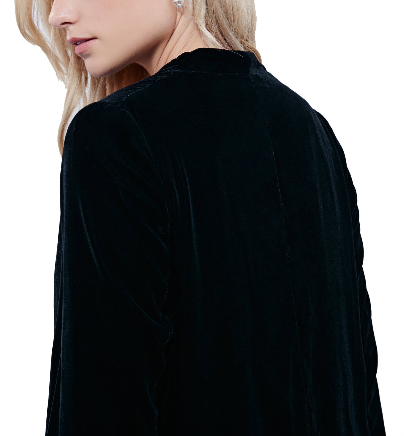 Urban CoCo Women's Long Sleeve Velvet Cardigan Coat with Asymmetric Chiffon Hem