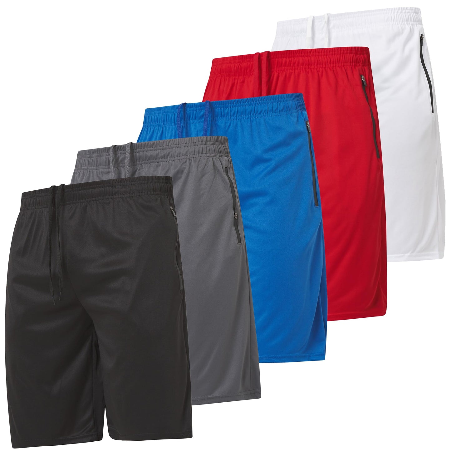 Ultra Performance Mens 5 Pack Athletic Running Shorts, Basketball Gym Workout Shorts for Men with Zippered Pockets