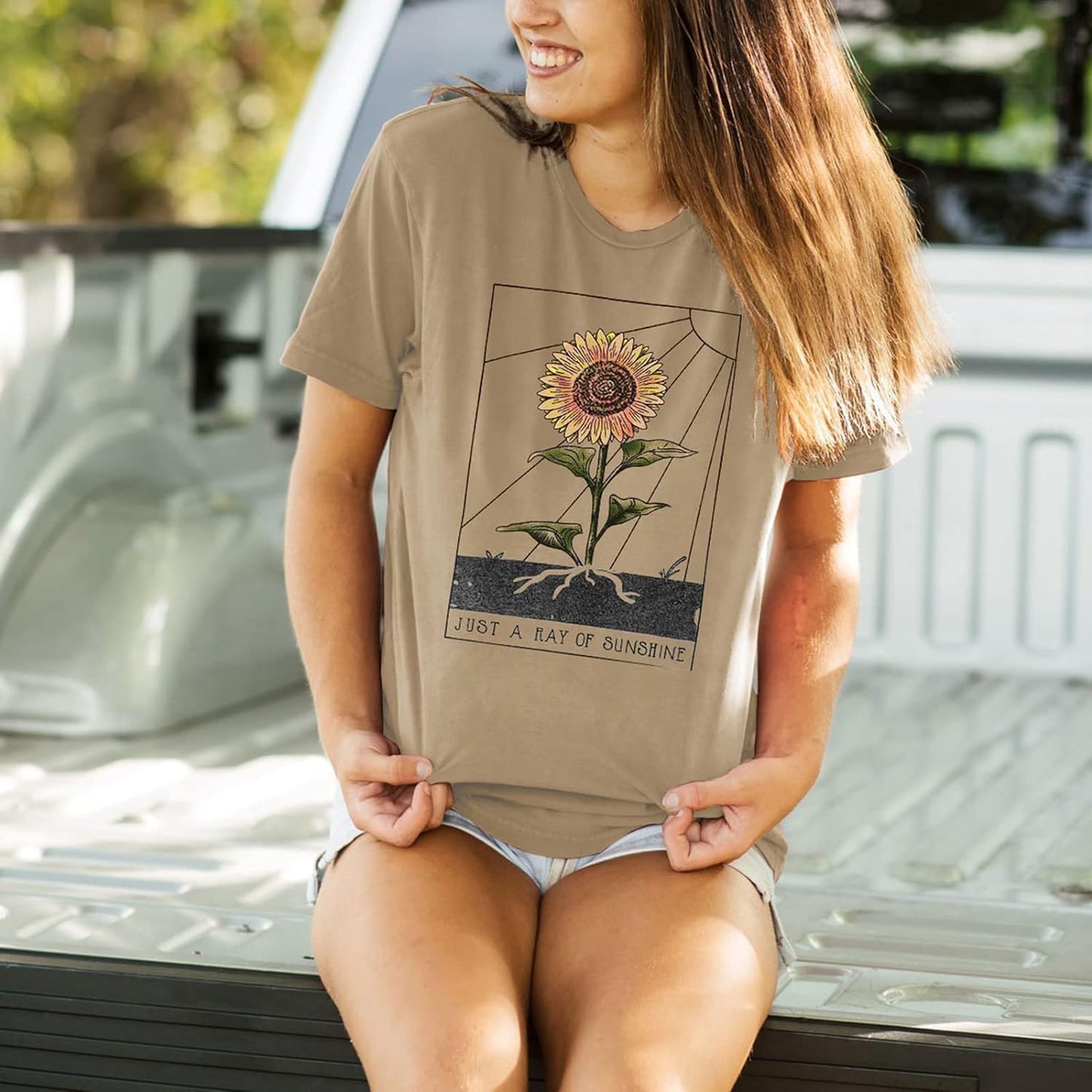 Anbech Womens Dandelion Graphic T-Shirts Teen Girls Cute Sunflower Trendy Clothes Casual Tee Tops