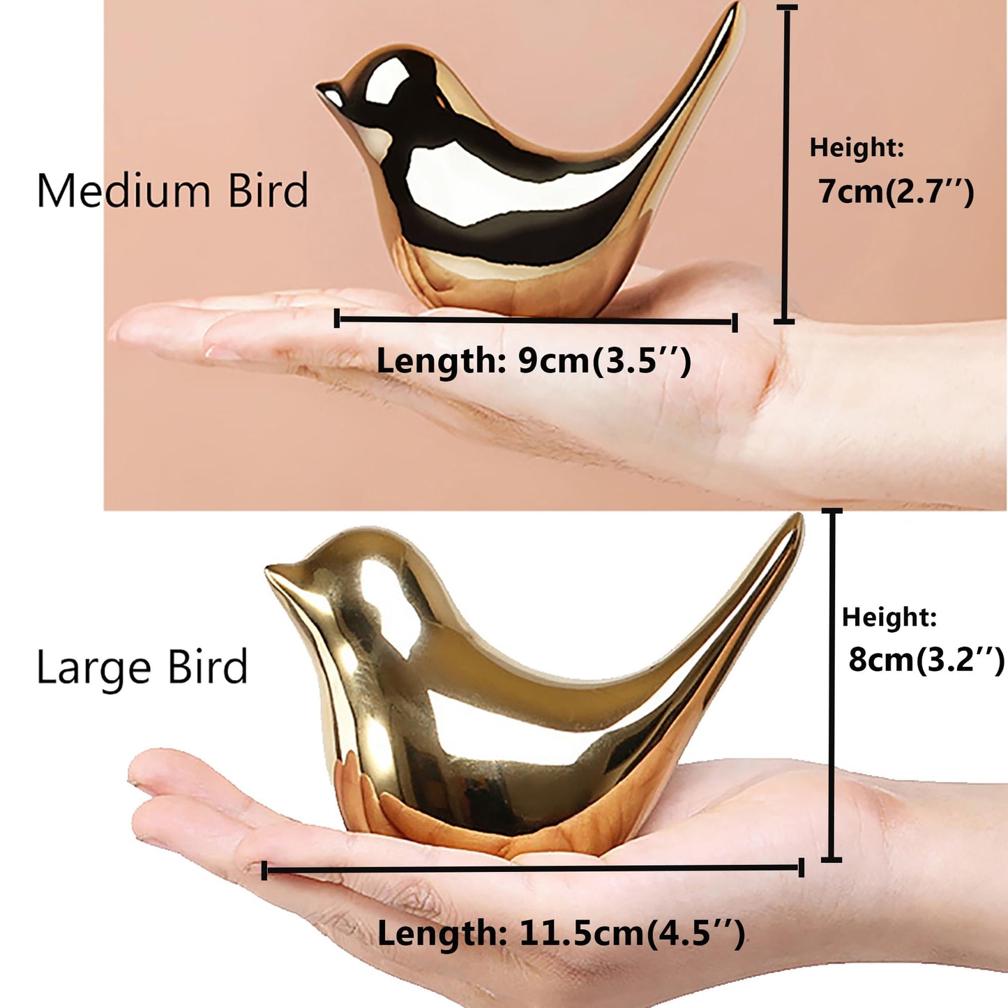 FANTESTICRYAN Small Birds Statues Gold Home Decor Modern Style Figurine Decorative Ornaments for Living Room, Bedroom, Office Desktop, Cabinets