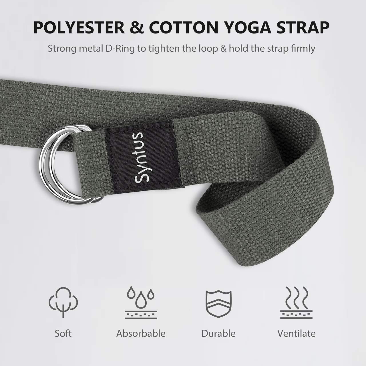 Syntus Yoga Block and Yoga Strap Set, 2 EVA Foam Soft Non-Slip Yoga Blocks 9×6×4 inches, 8FT Metal D-Ring Strap for Yoga, General Fitness, Pilates, Stretching and Toning