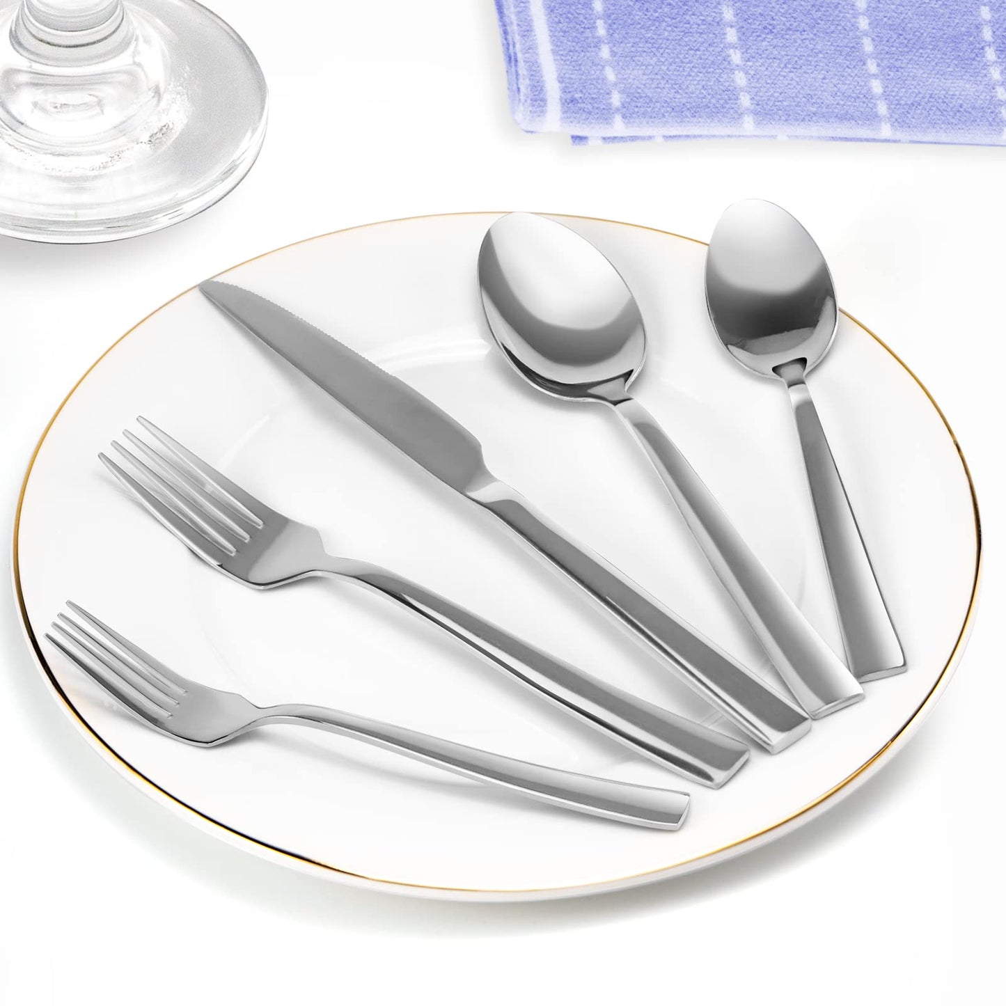 Silverware Set, Briout Flatware Set Service for 4 Stainless Steel Cutlery Set 20 Piece Include Upgraded Knife Spoon Fork Mirror Polished, Dishwasher Safe