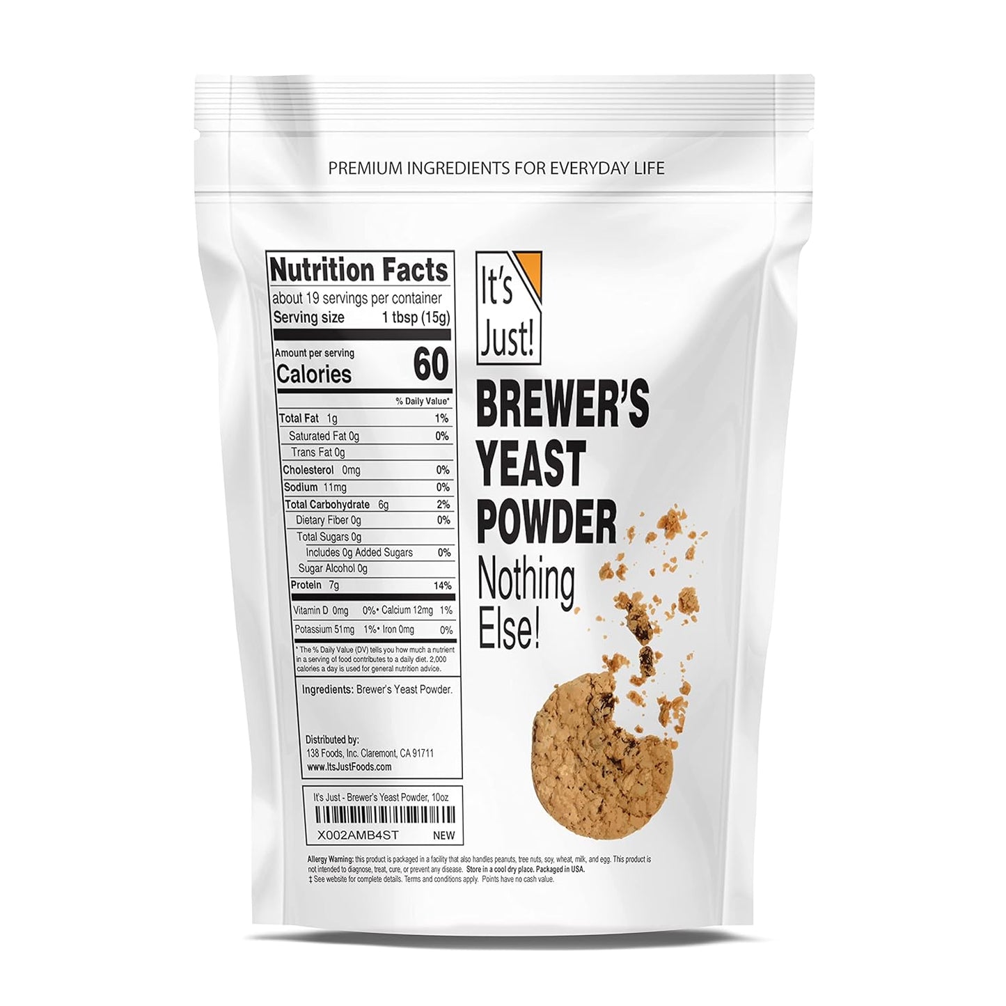 It's Just - Brewers Yeast Powder, Keto Baking, Sourdough Bread, Boost Mother's Milk, Make Lactation Cookies, 10oz