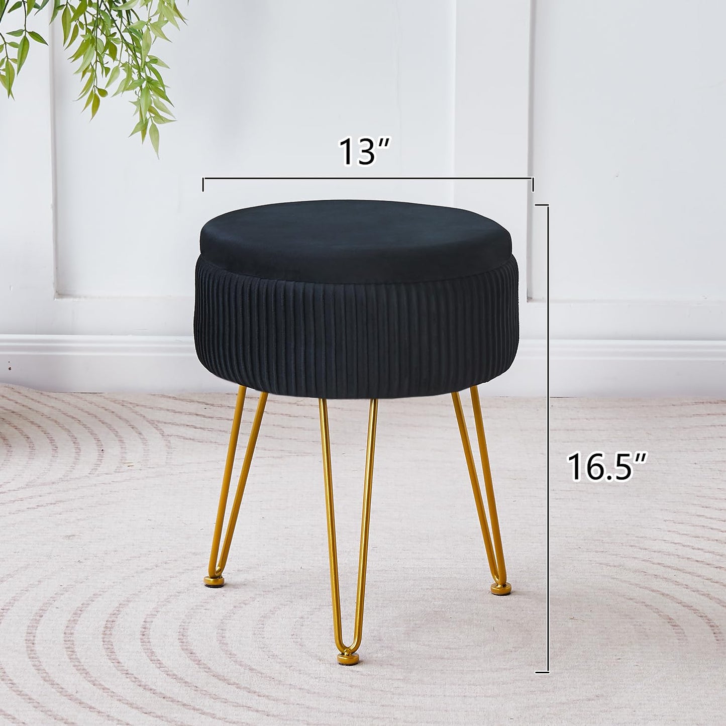 Cpintltr Velvet Foot Rest Stool Multipurpose Dressing Stools Upholstered Round Storage Ottoman Modern Soft Vanity Chair with Memory Foam Seat Pink