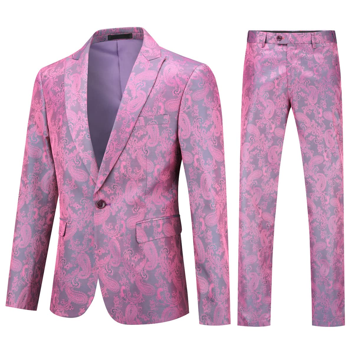 Cloudstyle Mens 2 Piece Paisley Dress Suit One Button Party Wedding Blazer Pants Sets