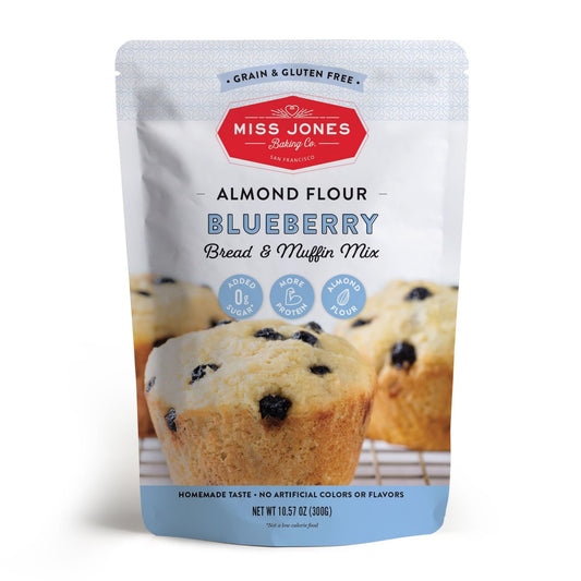 Miss Jones Baking Keto Blueberry Muffin Mix - Gluten Free, Low Carb, No Sugar Added, Naturally Sweetened Desserts & Treats - Diabetic, Atkins, WW and Paleo Friendly