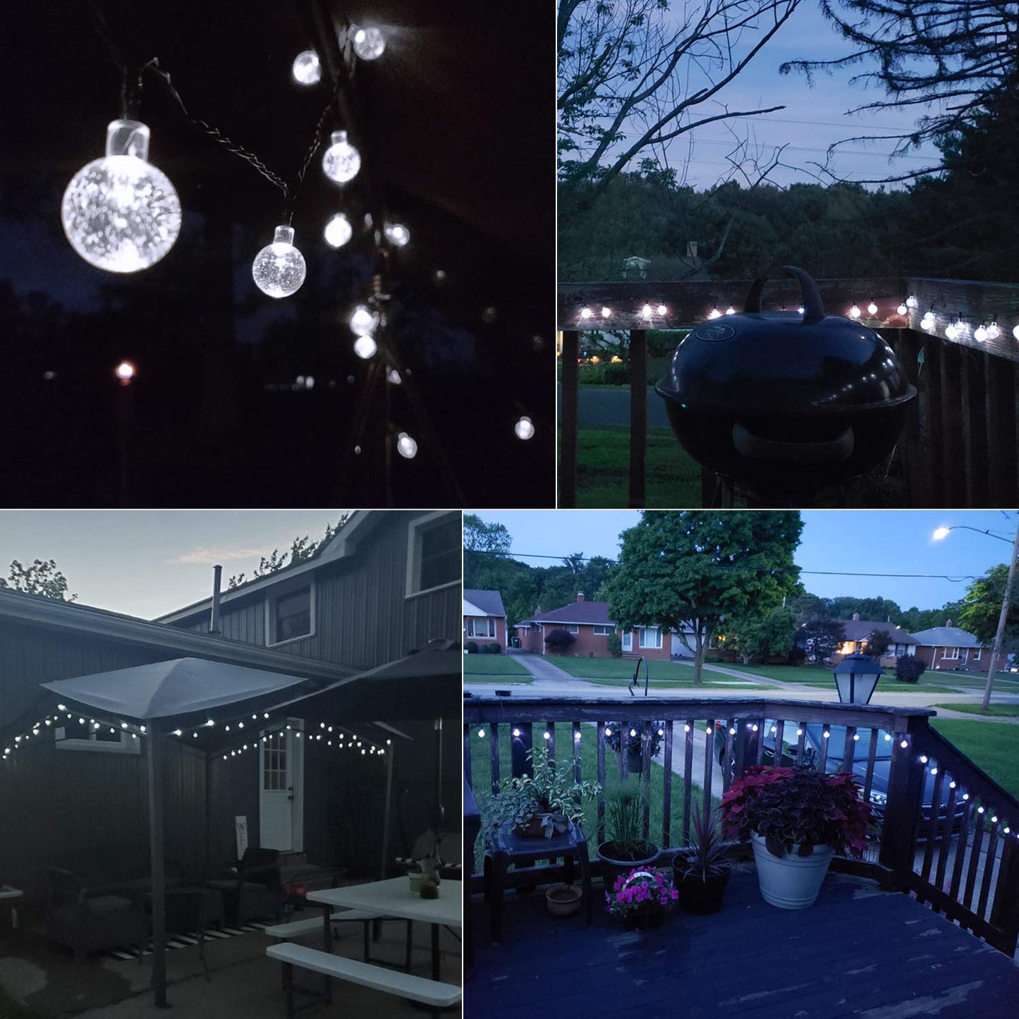 Solar String Lights Outdoor 60 LED 36FT Crystal Globe Lights with 8 Lighting Modes, Waterproof Solar Powered Patio Lights for Garden Yard Porch Wedding Party Decor (Warm White)