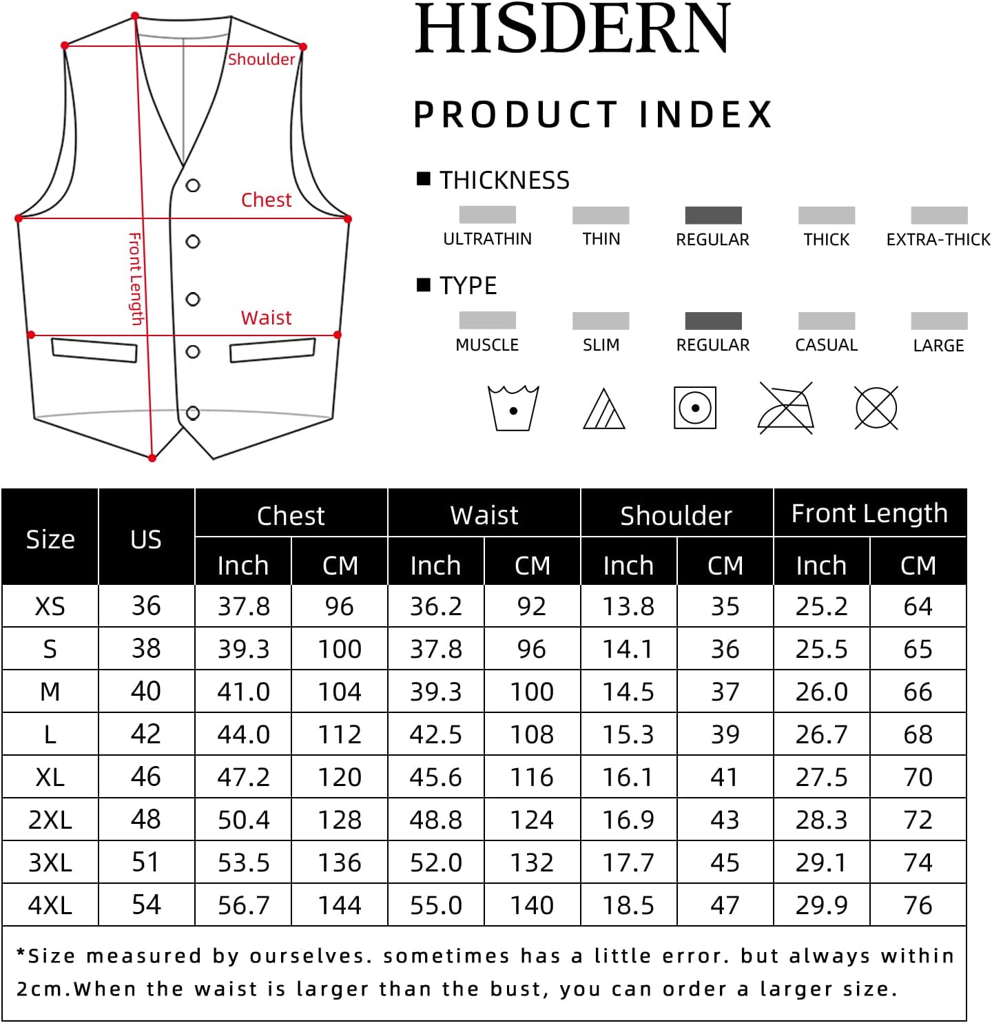 HISDERN Men's Suit Vest Business Formal Dress Waistcoat Vest with 3 Pockets for Suit or Tuxedo