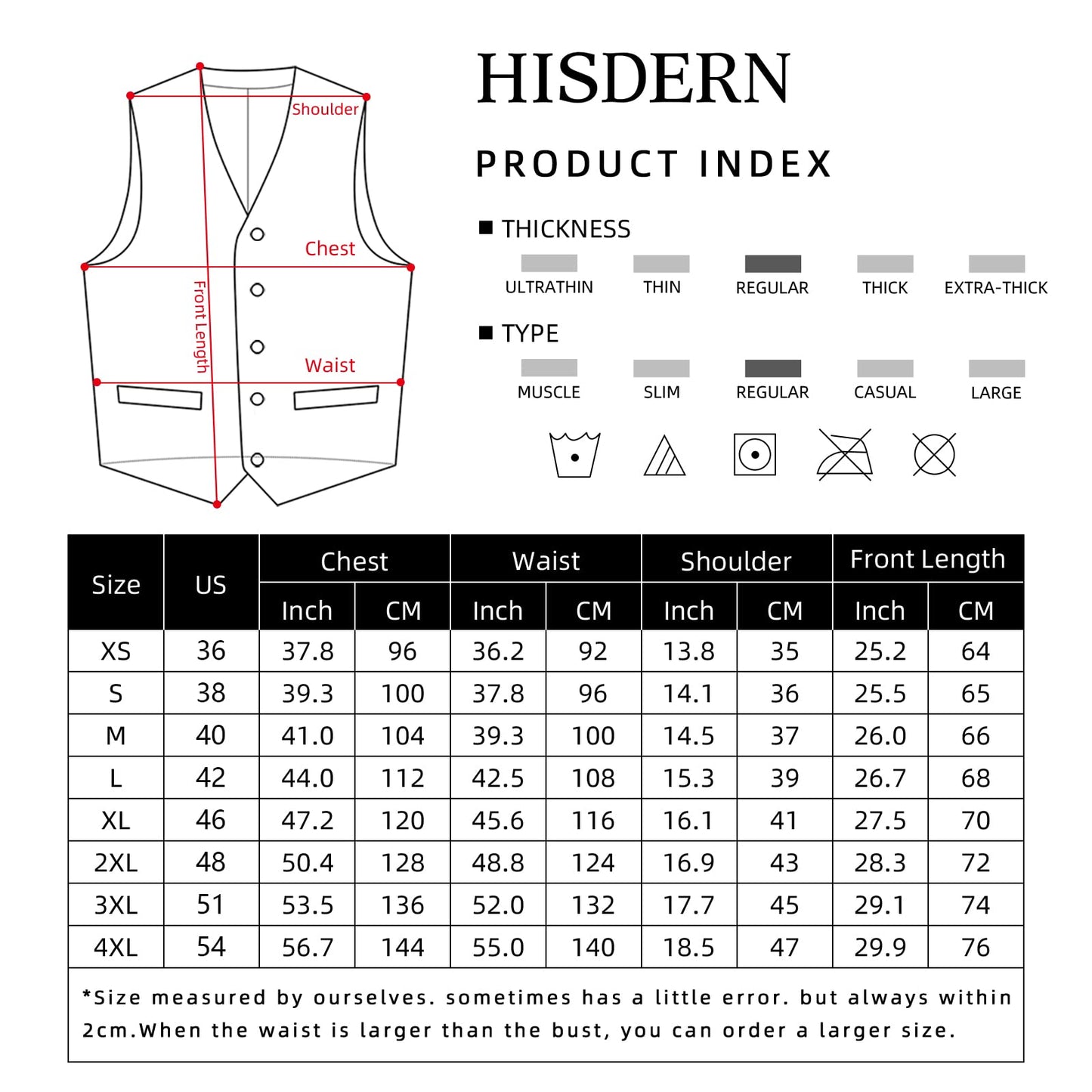 HISDERN Men's Suit Vest Business Formal Dress Waistcoat Vest with 3 Pockets for Suit or Tuxedo