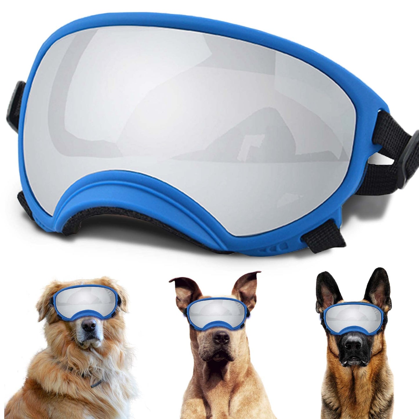 Large Dog Sunglasses, Dog Goggles with Adjustable Strap UV Protection Winproof Dog Puppy Sunglasses, Suitable for Medium-Large Dog Pet Glasses, Dogs Eyes Protection