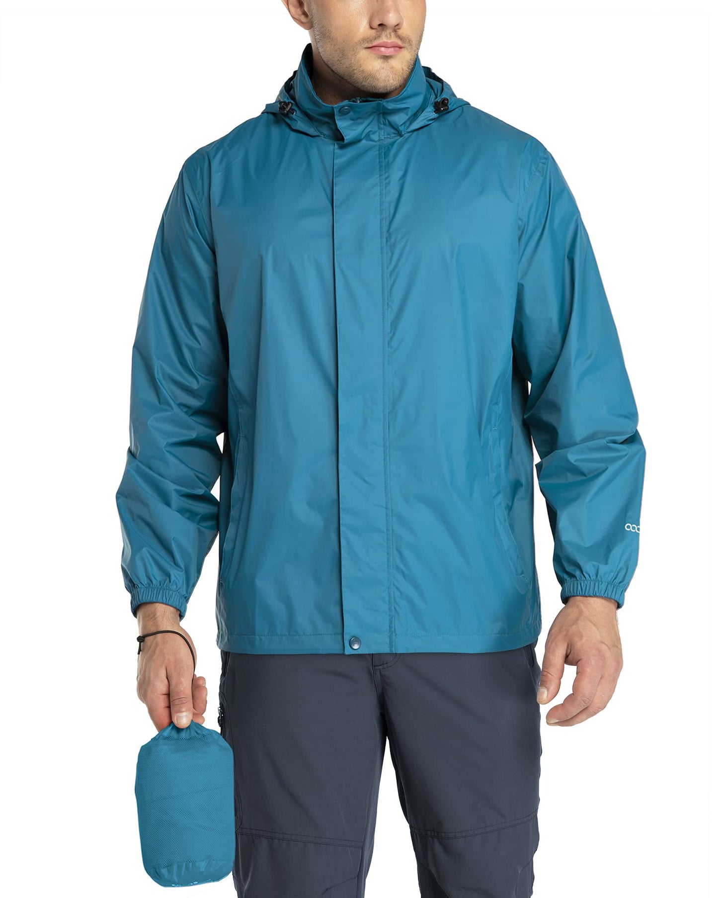 33,000ft Packable Rain Jacket Men's Lightweight Waterproof Rain Shell Jacket Raincoat with Hood for Golf Cycling Windbreaker