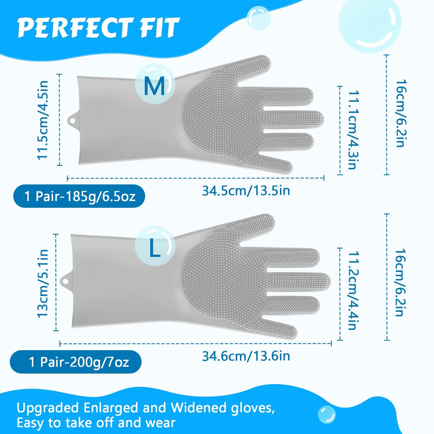 Pecute Pet Grooming Gloves, Heat Resistant Cat Bathing Gloves with High-Density Teeth, Silicone Dog Bathing Gloves with Enhanced Five Finger Design, Bathing and Massaging for Dogs and Cats Blue