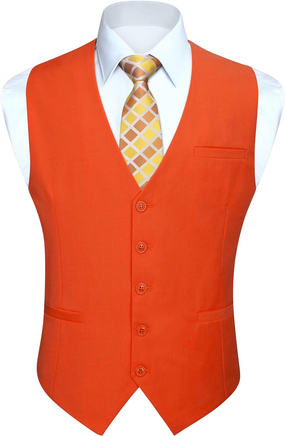 HISDERN Men's Suit Vest Business Formal Dress Waistcoat Vest with 3 Pockets for Suit or Tuxedo