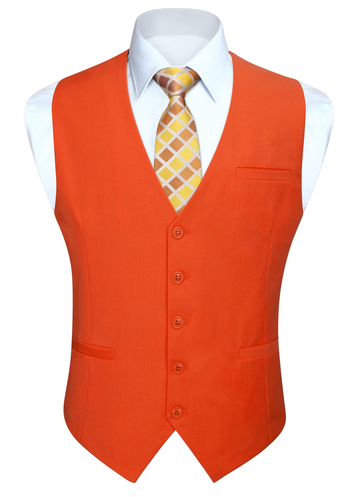 HISDERN Men's Suit Vest Business Formal Dress Waistcoat Vest with 3 Pockets for Suit or Tuxedo