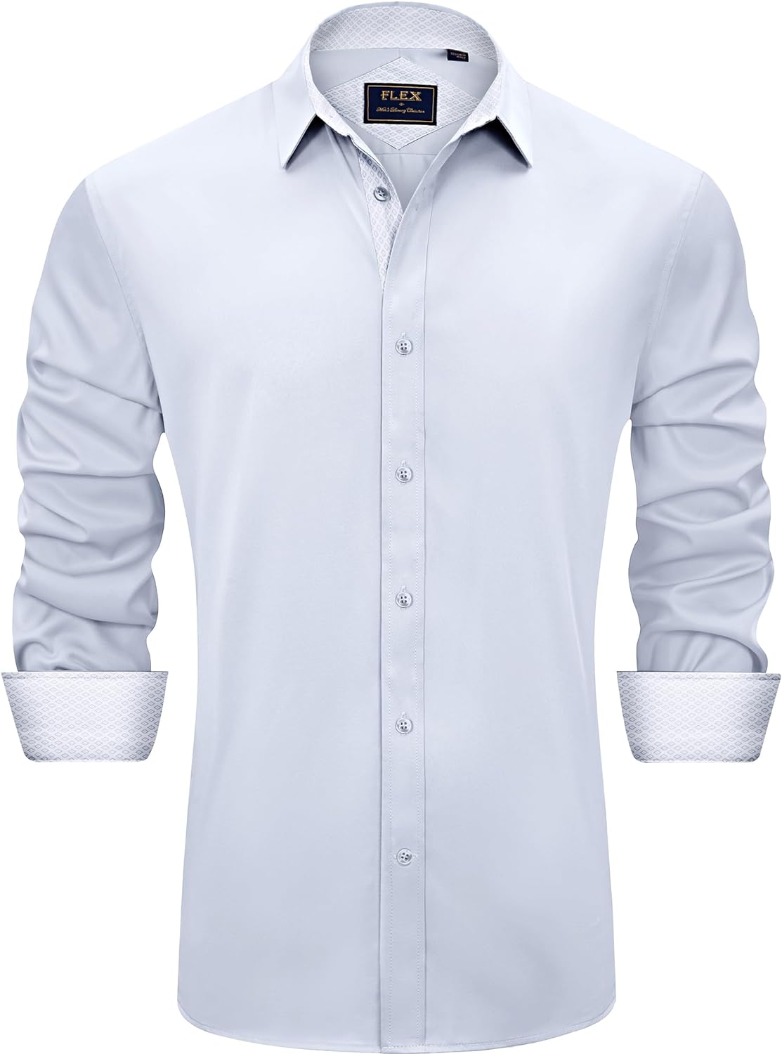 J.VER Men's Casual Long Sleeve Stretch Dress Shirt Wrinkle-Free Regular Fit Button Down Shirts