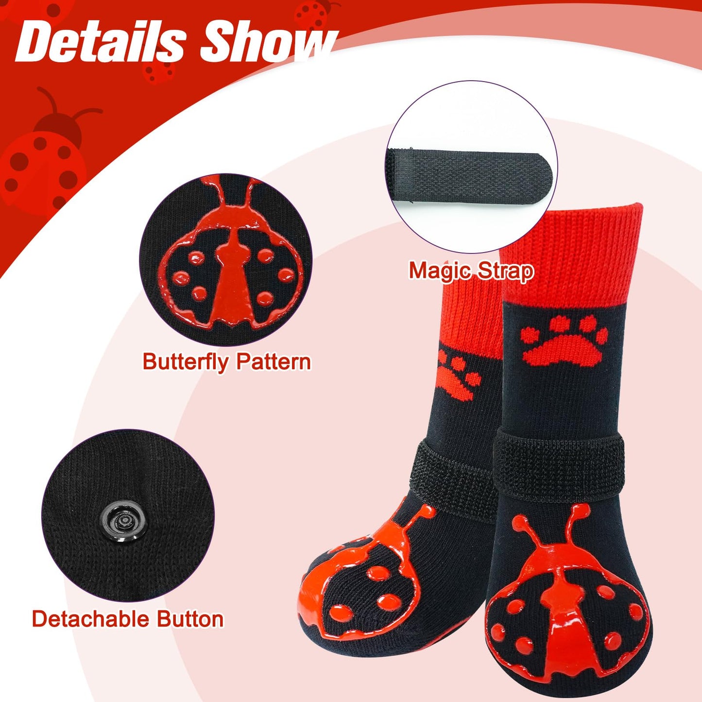 EXPAWLORER Double Side Anti-Slip Dog Socks - 3 Pairs Dog Grip Socks with Straps Traction Control, Pet Paw Protection for Small Medium Large Dogs Indoor Wear on Hardwood Floor