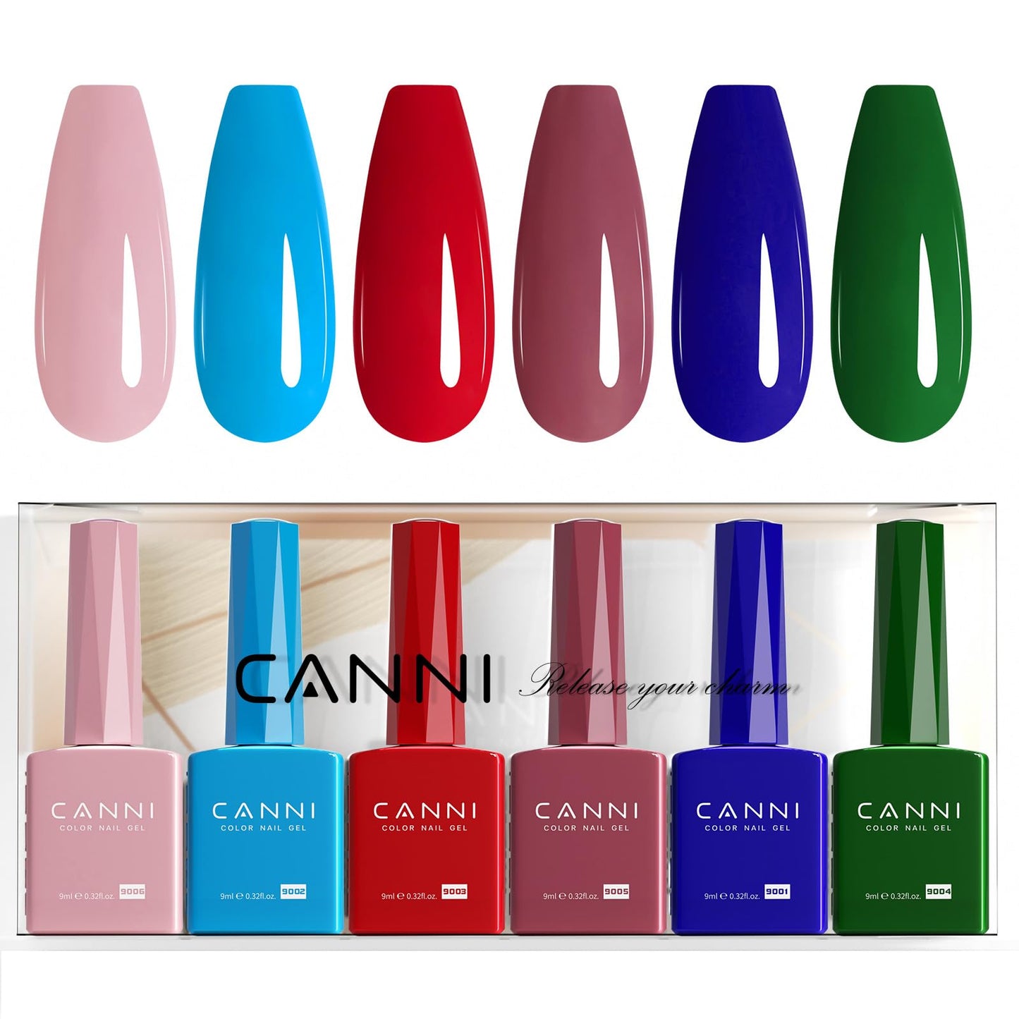 CANNI 6Pcs 9ml Navy Blue Gel Nail Polish Set- Dark Blue Gel Polish Kit Royal Light Baby Blue Colors DIY at Home Salon Christmas New Year's Gifts for Girls