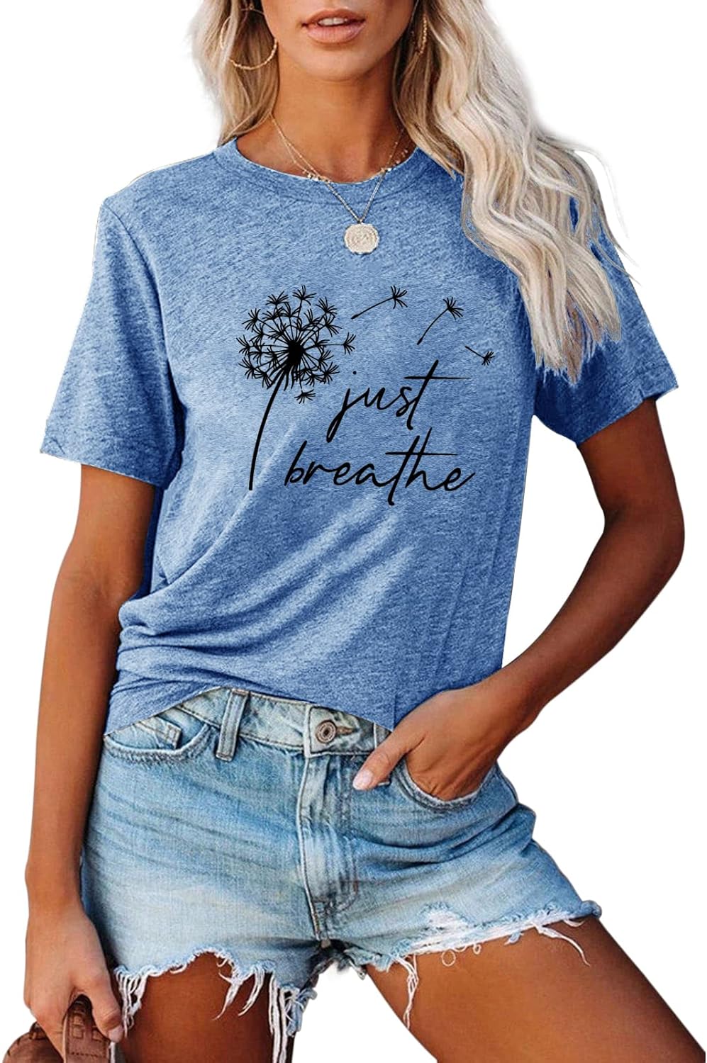 Anbech Womens Dandelion Graphic T-Shirts Teen Girls Cute Sunflower Trendy Clothes Casual Tee Tops