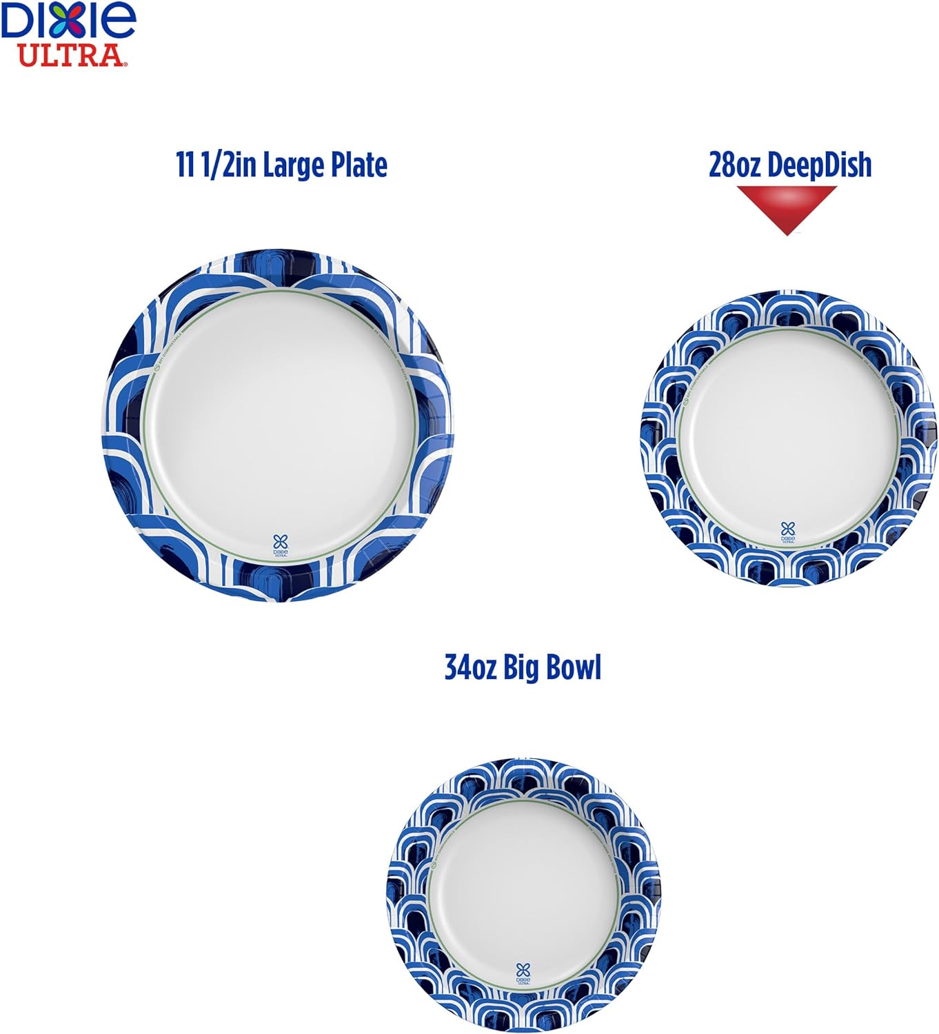 Dixie Ultra, Deep Dish Paper Plates, 28 Oz, 40 Count, Heavy Duty, Microwave-Safe, Soak-Proof, Cut Resistant, Disposable Plates For Heavy, Messy Meals