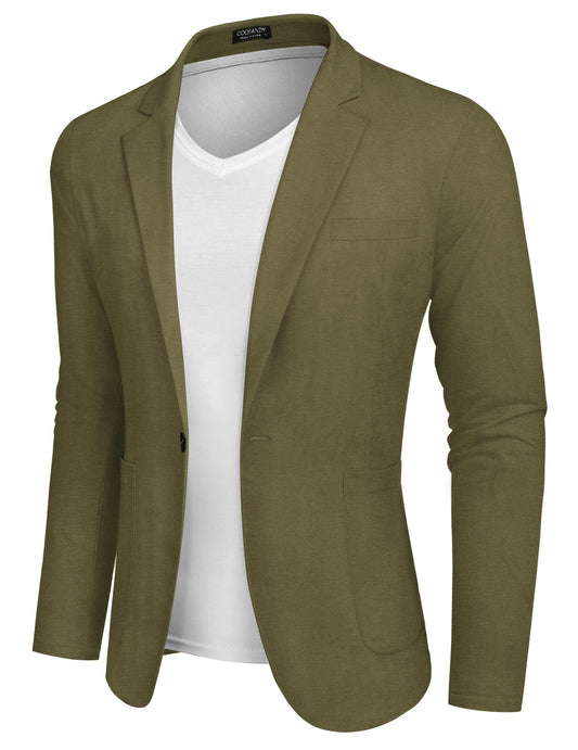 COOFANDY Men's Casual Linen Blazer Lightweight Regular Fit Sport Coat One Button Suit Jacket