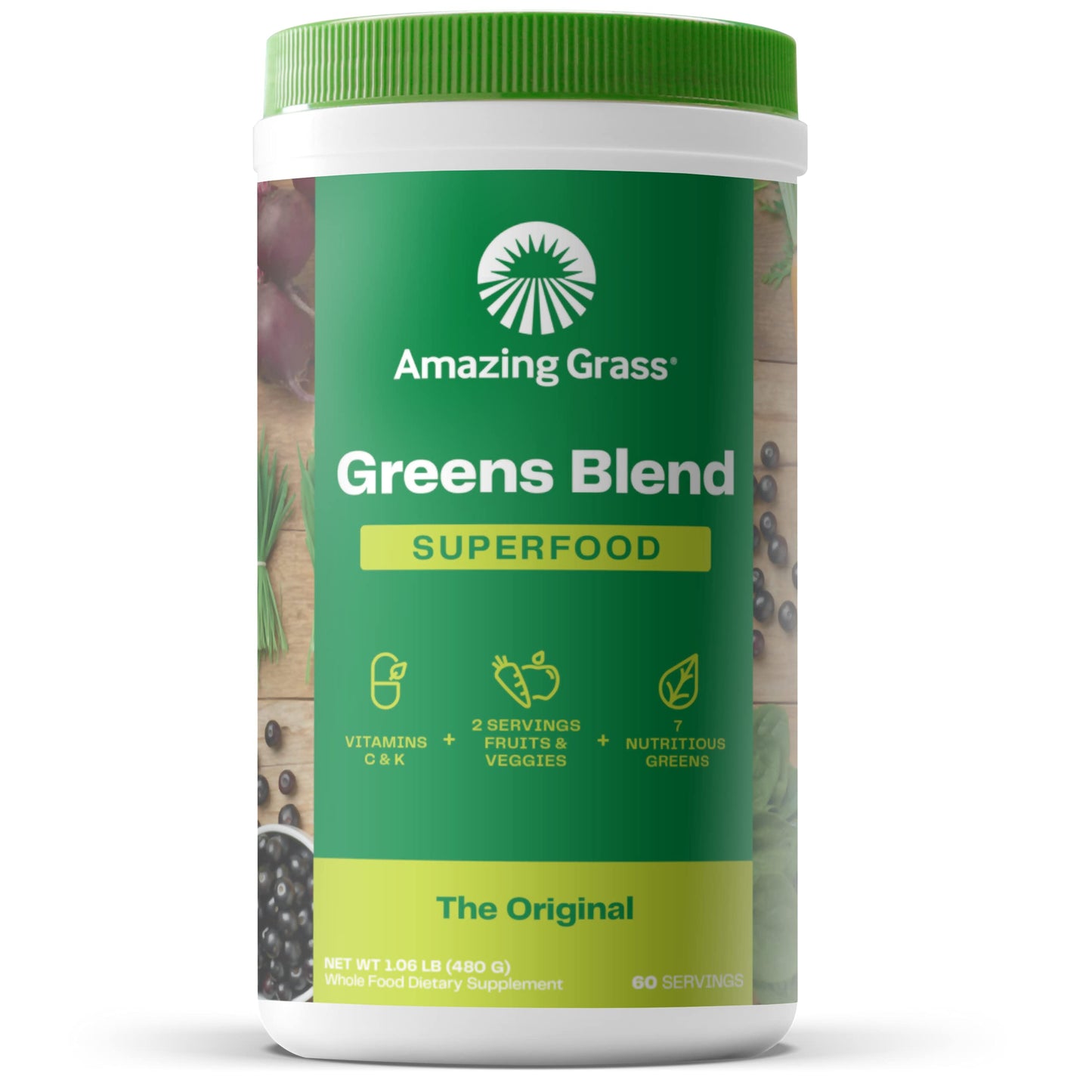 Amazing Grass Greens Superfood Powder: Greens Powder with Digestive Enzymes & Probiotics, Organic Spirulina, Chlorella, and Beet Root Powder, Original, 30 Servings