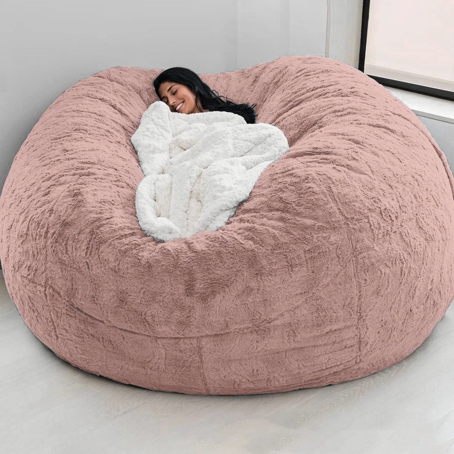 Big Huge Giant Bean Bag Chair for Adults, (No Filler) Bean Bag Chairs in Multiple Sizes and Colors Giant Foam-Filled Furniture - Machine Washable Covers, Double Stitched Seams (Black,6FT)