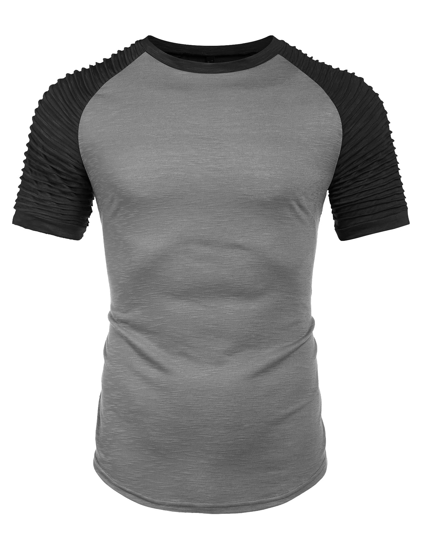 COOFANDY Men's Muscle T-Shirt Pleated Raglan Sleeve Bodybuilding Gym Tee Short Sleeve Fashion Workout Shirts Hipster Shirt