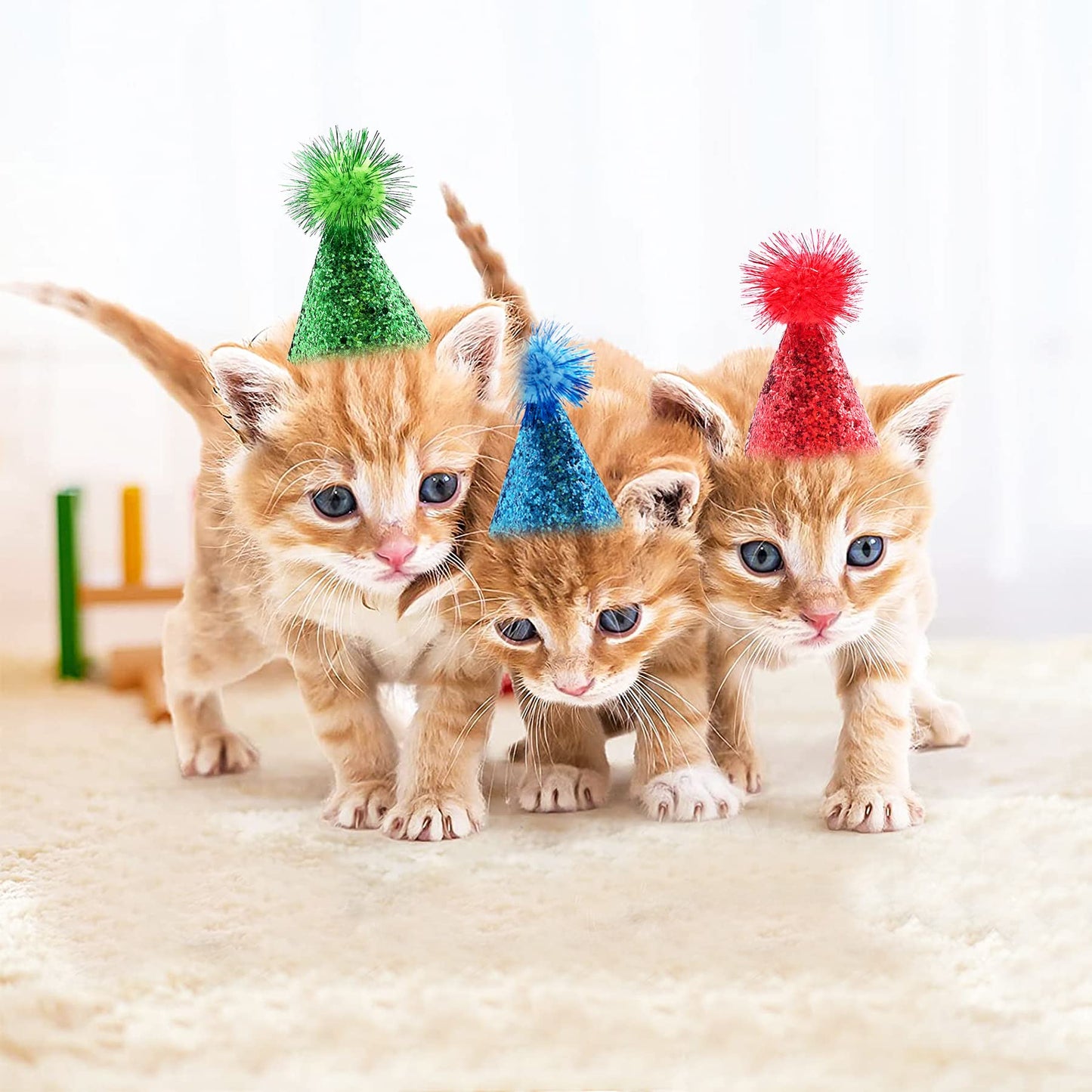 PET SHOW 10pcs Mini Small Dog Hats Cat Birthday Party Hat Rabbit Hats for Holiday Wedding Puppies Kittens Costume Accessories