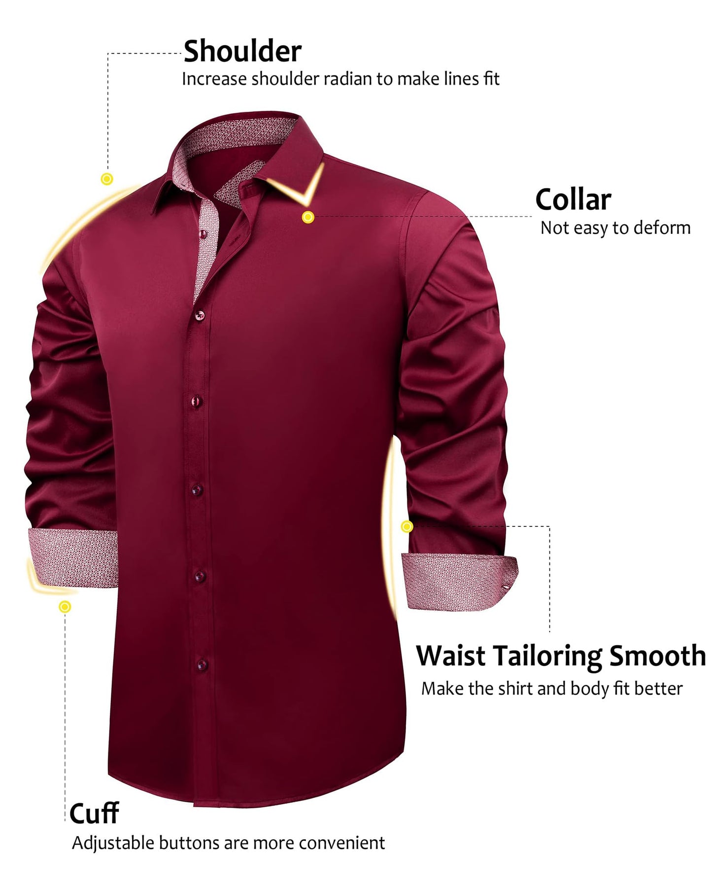 J.VER Men's Casual Long Sleeve Stretch Dress Shirt Wrinkle-Free Regular Fit Button Down Shirts