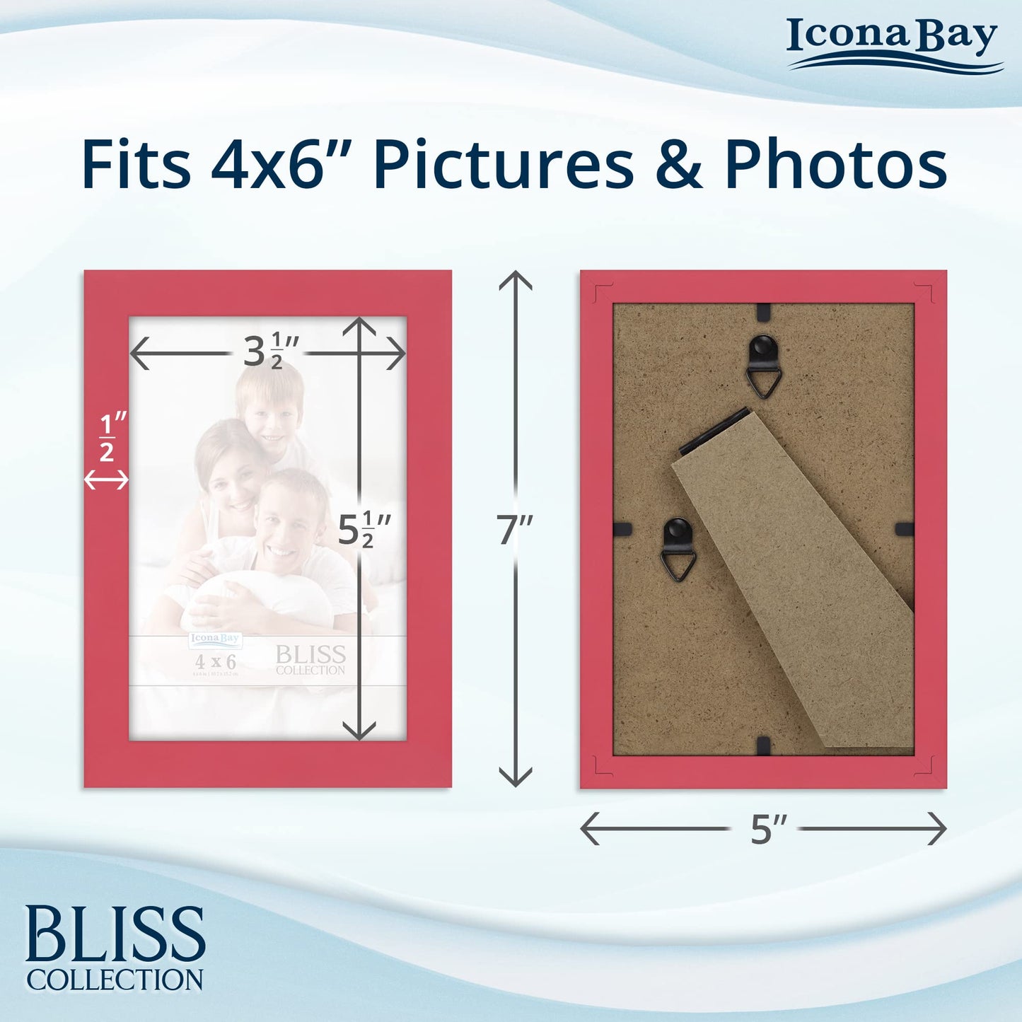 Icona Bay 5x7 Black Picture Frame, Modern Style Wood Composite Frame, Table Top or Wall Mount, Bliss Collection