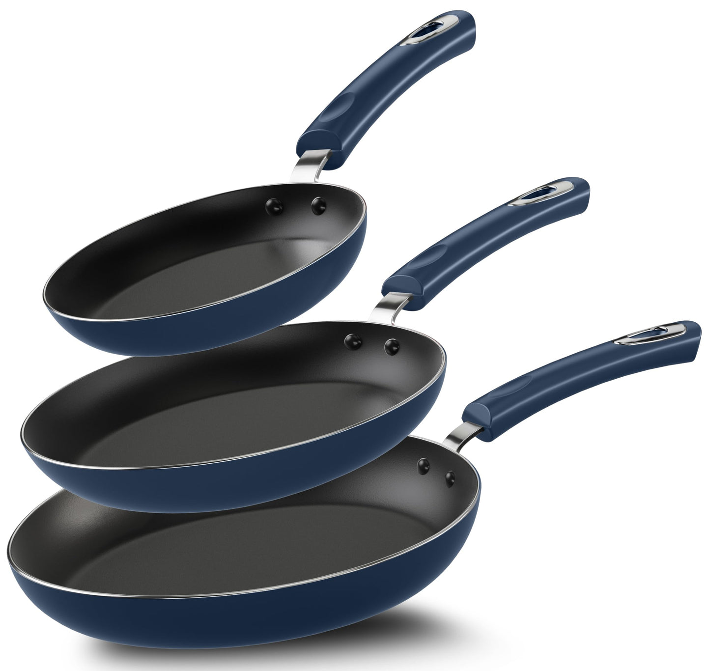 Utopia Kitchen Nonstick Frying Pan Set - 3 Piece Induction Bottom - 8 Inches, 9.5 Inches and 11 Inches - (Grey-Black)