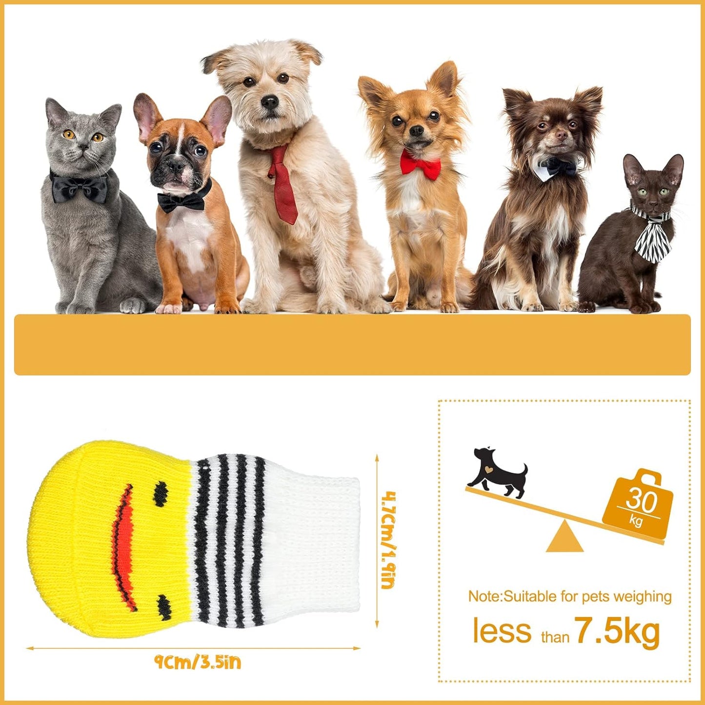 24 Pieces Anti Slip Dog Socks Small Cat Paw Protector Socks Pet Doggie Socks Grip Knit Socks, Pet Paw Protector Traction for Small Medium Pet Dog Indoor on Hardwood Floor Wear