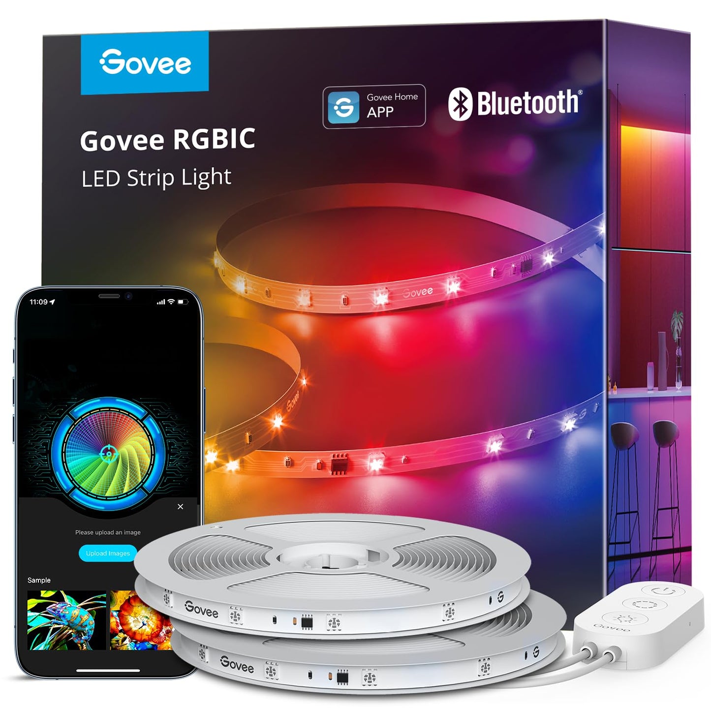 Govee RGBIC LED Strip Lights, Smart LED Lights for Bedroom, Bluetooth LED Lights APP Control, DIY Multiple Colors on One Line, Color Changing LED Strip Lighting Music Sync, Home Decor, 16.4ft