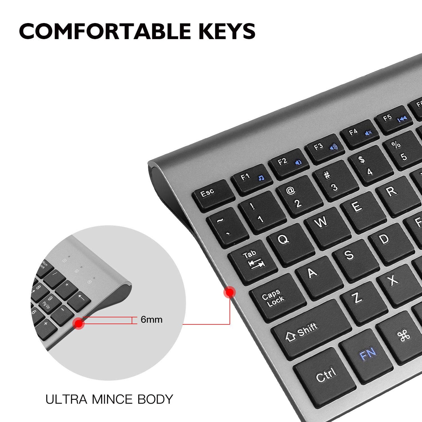 cimetech Wireless Keyboard and Mouse Combo, Compact Full Size Wireless Computer Keyboard and Mouse Set 2.4G Ultra-Thin Sleek Design for Windows, Computer, Desktop, PC, Notebook, Laptop - Grey