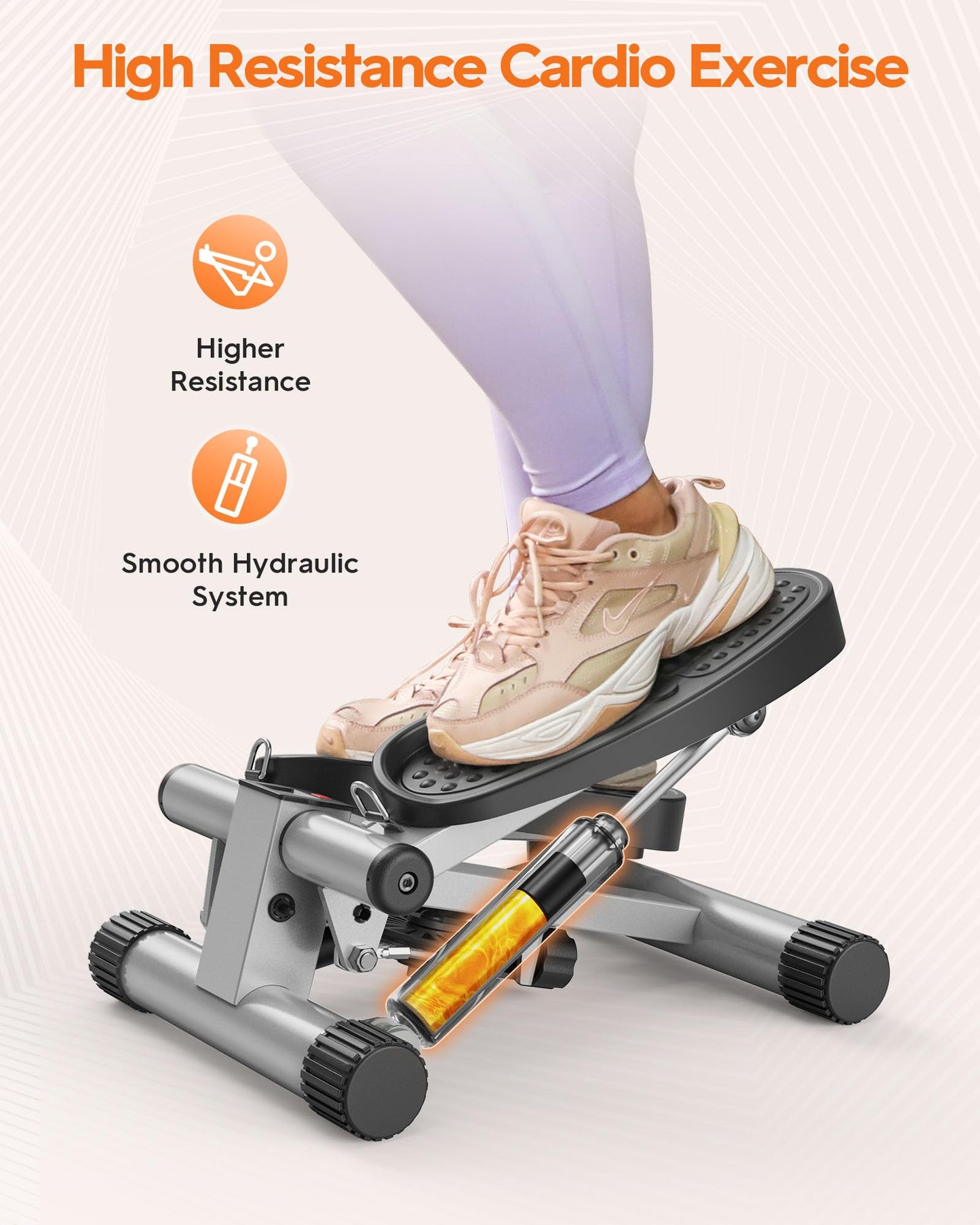 Niceday Steppers for Exercise, Stair Stepper with Resistance Bands, Mini Stepper with 300LBS Loading Capacity, Hydraulic Fitness Stepper with LCD Monitor